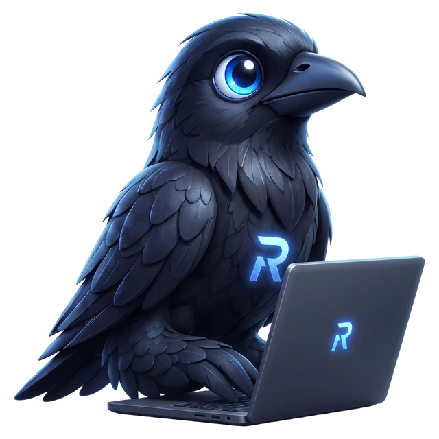Reven, the Revamp ONE raven, with its wings open